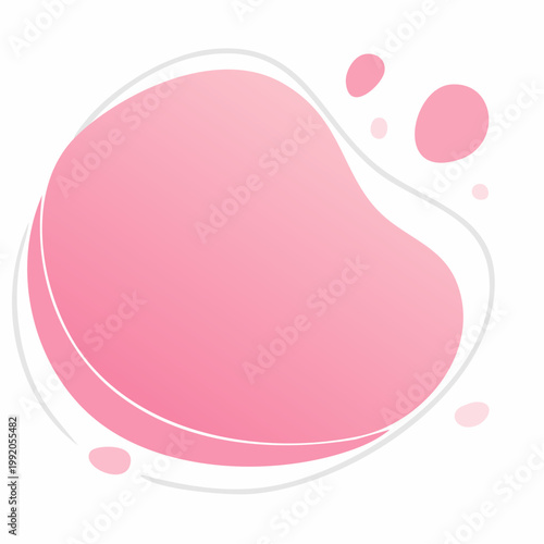 Abstract Pink Blob Shape with White Outline and Drops