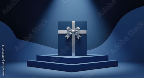 Father's day gift elegant blue present on pedestal perfect gift ideas
