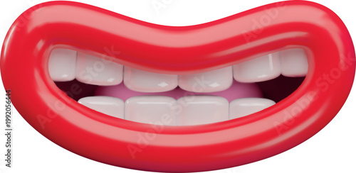 Smile mouth expression and talking, cartoon vector 3D mouth sync and articulation, open talking movement N letter sound