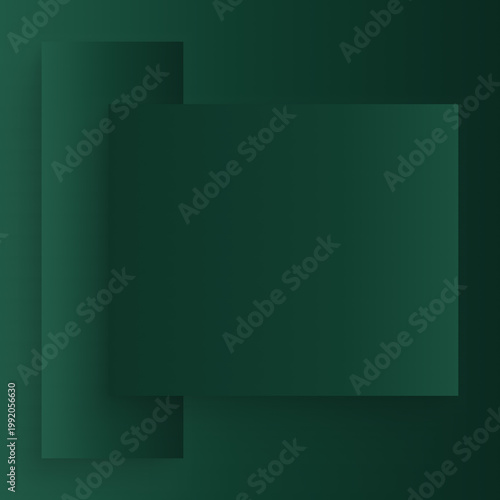 Abstract geometric dark green background with square and overlapping circle, minimalist gradient modern design, clean composition, contemporary digital backdrop with copy space