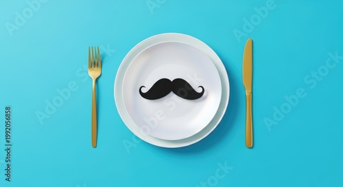 Father's day breakfast in bed mustache on a plate celebrate dad