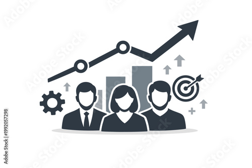 Foto Business Team Performance and Growth Concept Illustration with Rising Arrow Line