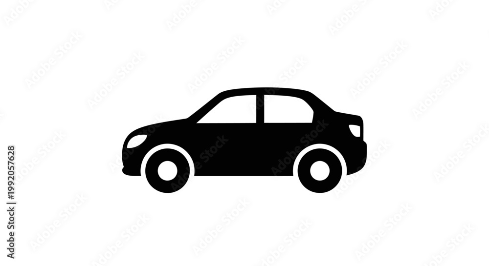 Fototapeta premium Black sedan car side view.