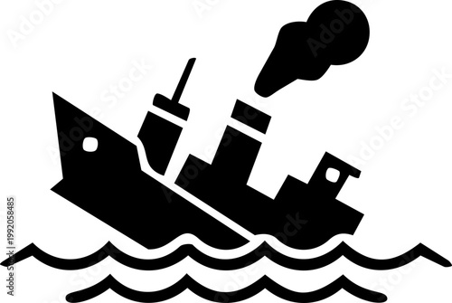 Sinking ship boat in ocean