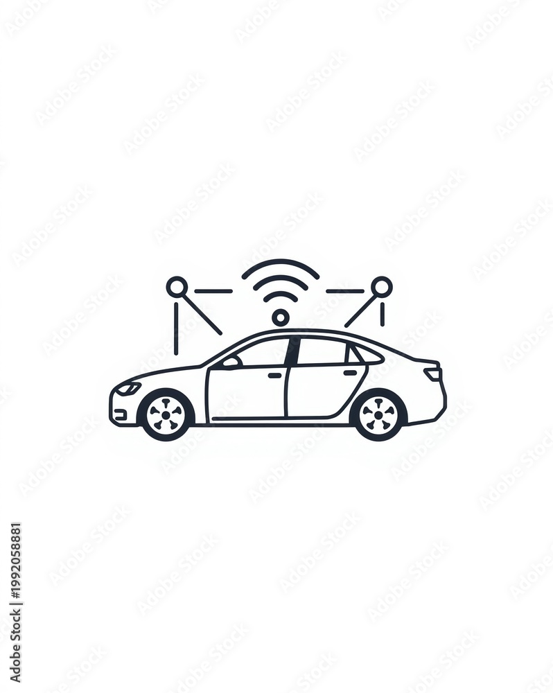 Obraz premium A car with a wi-fi signal coming out of it isolated on white background