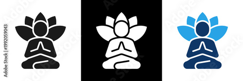 Mindfulness Practice Icon Set Glyph Vector Illustration