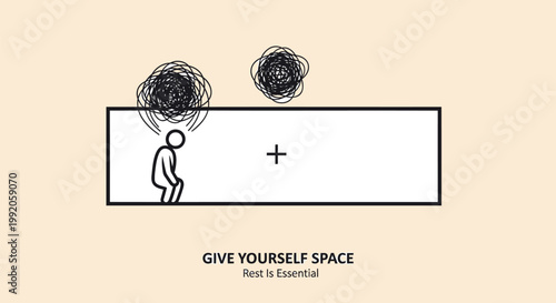 Mental health, self-care, mindfulness vector illustration, Give Yourself Space, back to yourself