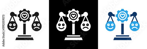 Emotional Balance Icon Set Glyph Vector Illustration