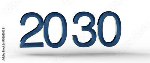 Bold blue 2030 on a white b...