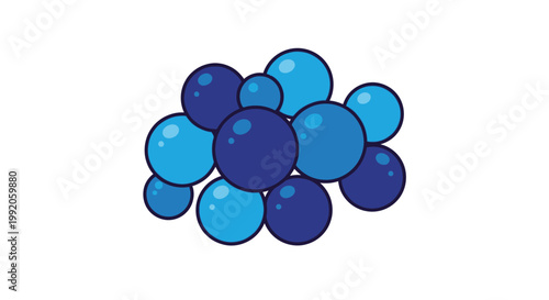 Cluster of blue bubbles floating together.
