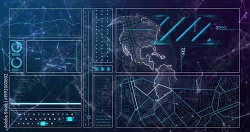Vertical video: HUD receiving live data feed and updating globe gauges maps for geospatial tracking
