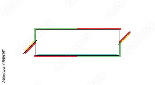 Colored Pencils Drawing Rectangle Shape.