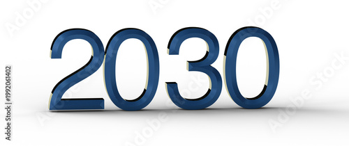 2030 text in 3D effect blue...