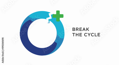 Eco friendly sustainability logos, green awareness symbols, break the cycle icons, environmental vector graphics