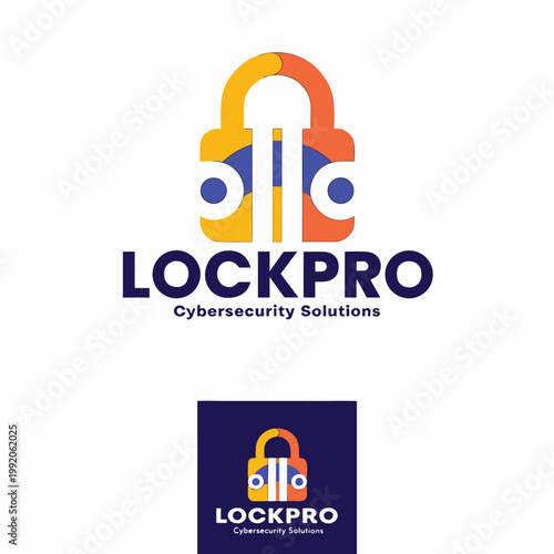 Quadro su tela Minimal padlock logo design with clean geometric shape for cybersecurity and pro