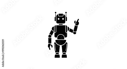 Robot Character Giving Peace Sign.