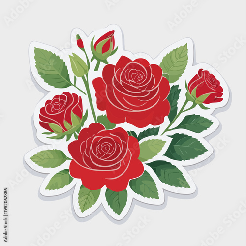 Red Roses Bouquet Sticker
