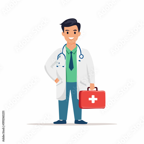 Doctor holding a red first aid kit