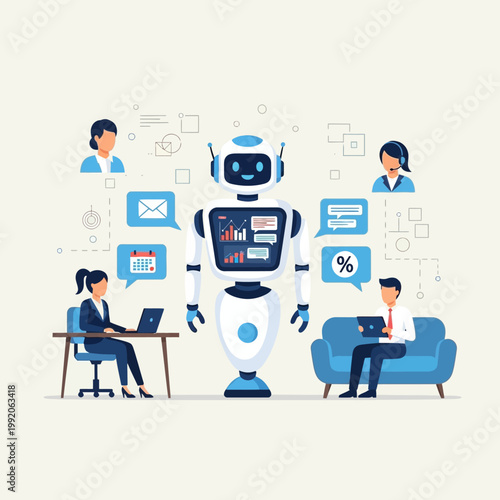 Robot assists people in office work, communication, and data analysis