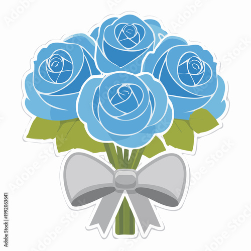 Blue Rose Bouquet with Silver Bow