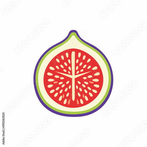 Stylized illustration of a halved fig with seeds