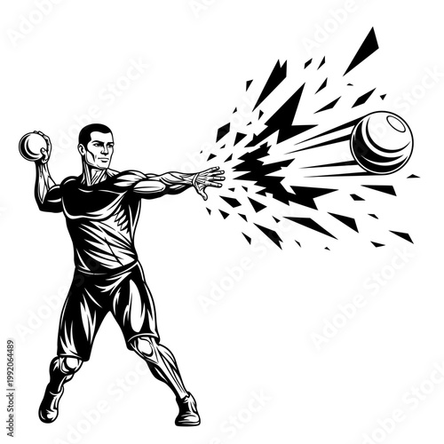 Athlete Throwing Ball with Explosive Energy Burst