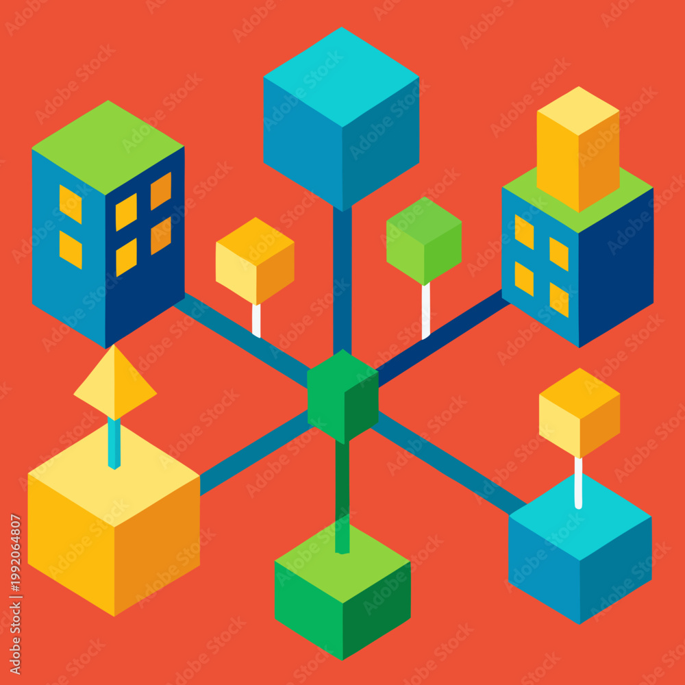 Obraz premium Abstract Urban City Blocks Network Flat Vector