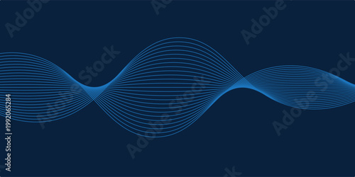 Abstract wave element for design. Digital frequency track equalizer. Curved wavy line. Stylized line art background.