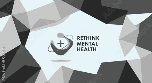 Mental health awareness vector graphics, rethink mental health campaign, psychiatry logo, geometric background