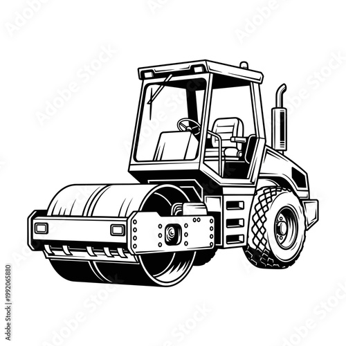 Road Roller Machine Illustration - Heavy Construction Equipment