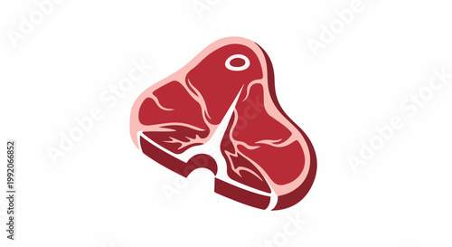 A graphic representation of a raw steak with visible marbling and bone