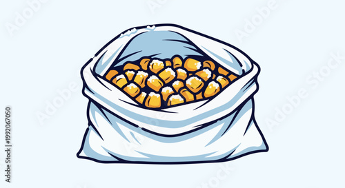 A full sack of bright yellow corn kernels, ready for harvest or use