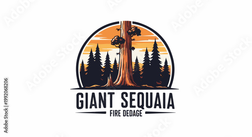 A large ancient tree stands tall amidst a forest under a vibrant sunset sky