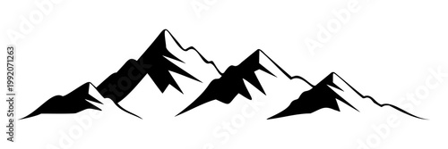 Silhouette mountain range isolated on white background, vector design
