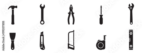 Hand Tool Icon Set. Hand Tool Icon Set Vector for Repair and Construction. Vector Illustration.