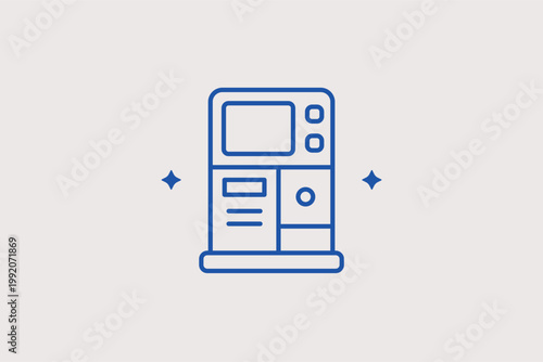 ATM terminal icon for cash withdrawal services and automated banking kiosks. Informative Vector Illustration for bank branch locators and self-service banking user guides.