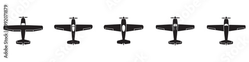 Propeller airplane icon. Black airplane icon collection. Set of black plane silhouette icon. Vector Illustration. Vector Graphic. EPS 10
