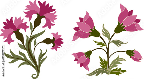 Vector Hand drawn colourful geometric flowers Motifs African boho floral design for fabric Ethnic Indian Pattern, textiles, clothing, wrapping paper, backdrop, banner.
