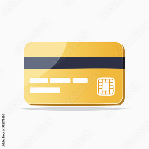 Golden credit card with chip and magnetic stripe