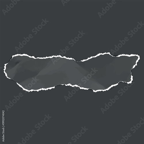 A torn strip of black paper with a wrinkled texture and jagged white edges.