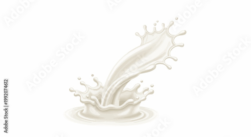 A dynamic splash of white liquid, resembling milk, frozen in mid-air