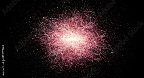A chaotic digital breakdown where structured lines devolve into scattered particles and randomized noise, visualizing fundamental universal disorder, calculation, entropy, complex