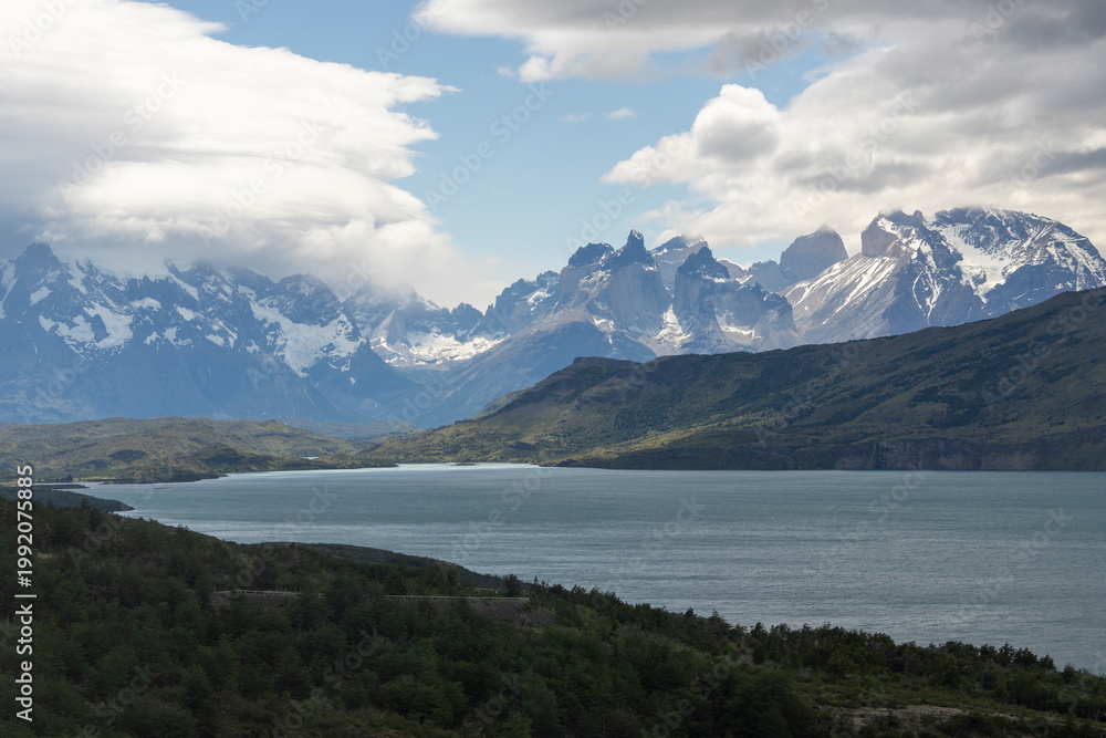 Fototapeta premium View of the mountain landscape in the national park Torres del Paine, Patagonia, Chile, South America