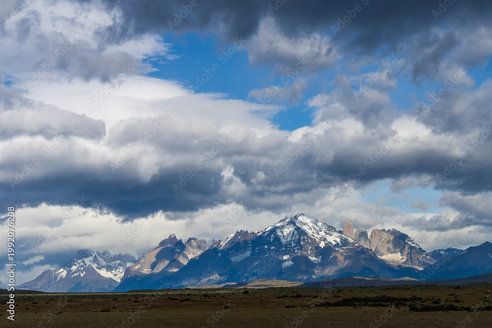 Fototapeta premium View of the mountain landscape in the national park Torres del Paine, Patagonia, Chile, South America