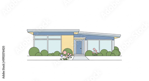 Modern single story house with clean lines and large windows.