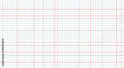 Technical Graph Paper Grid Vector Illustration with Precise Red and Blue Lines for Engineering Design and Architectural Drafting Projects