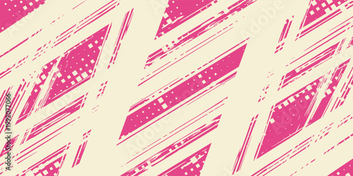 Abstract purple halftone brush stroke background with diagonal lines and digital grunge texture. 