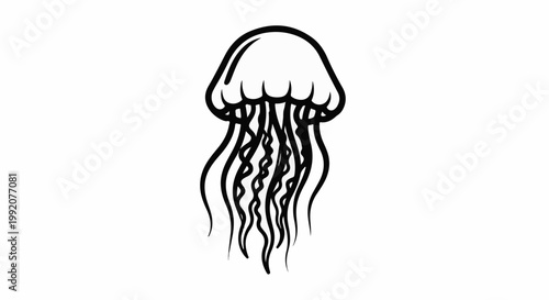 Stylized illustration of a jellyfish with flowing tentacles
