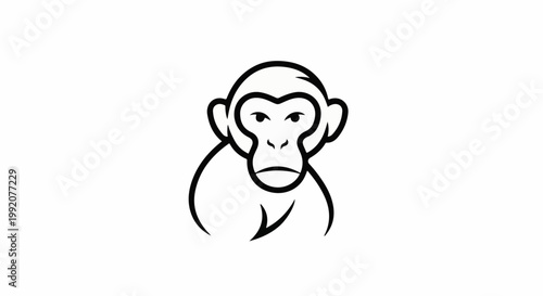 Stylized black line drawing of a chimpanzee's face and upper body