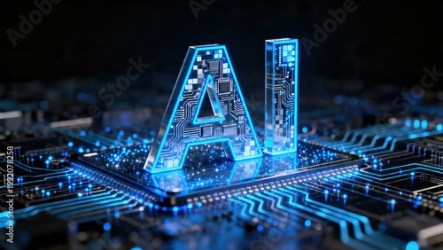 AI letters on circuit board